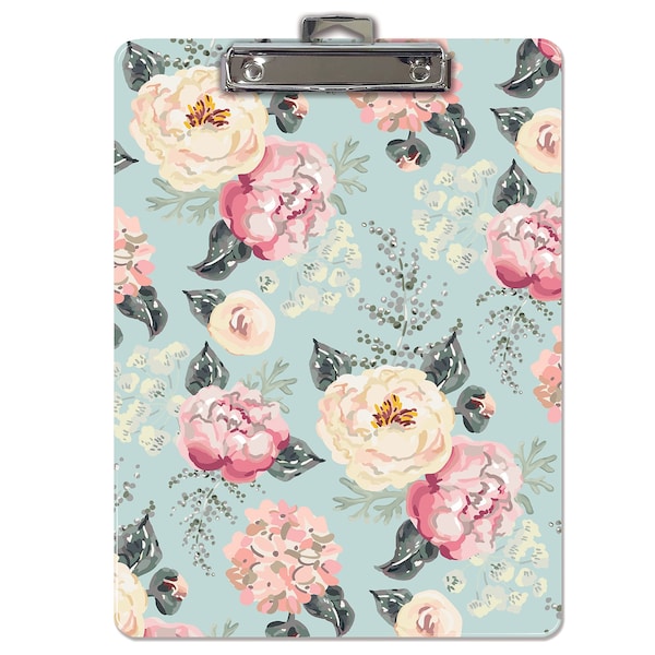 Better Office Products Fashion Clipboard, Floral Design, A4 Letter Size, 12.5in. x 9in. Wooden Clipboard, Low Profile Clip 45049 - main